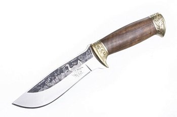 Нож Кизляр Дрофа (Клинок - Худож-но оформленный с глуб. травлением, Рукоять-Дерево с лат.фурнитур)_0
