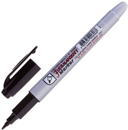 Маркер перманентный CROWN Multi Marker Super Slim 1мм (черный) пулевидный