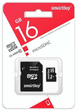 Карта памяти SmartBuy MicroSDHC 16Gb Class 10 с адаптером