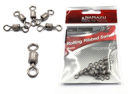 Вертлюг Namazu WRAPPING ROLLING RIBBED SWIVEL, латунь, цв. BN, p.8, test-9кг (уп.10 шт)