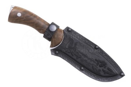 Нож Кизляр Глухарь (Клинок - Худож-но оформленный с глуб. травлением, Рукоять-Дерево с лат.фурнитур)