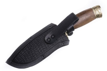 Нож Кизляр Глухарь (Клинок - Худож-но оформленный с глуб. травлением, Рукоять-Дерево с лат.фурнитур)