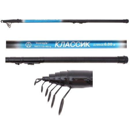 Удилище с кольцами Волгаръ Классик 6.0 м (6 секции) тест до 40 гр (композит)